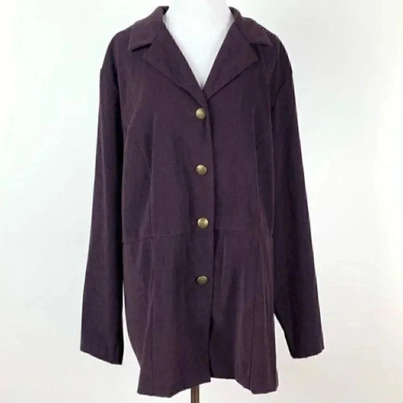 Fashion bug blazer 22/24 purple faux suede jacket - Picture 2 of 11